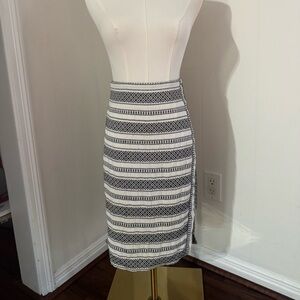 LOFT Black and White Patterned Skirt